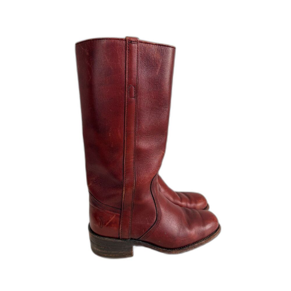 Vintage Frye Campus Tall Boots Womens 7B Oxblood Red Leather Made USA 70s